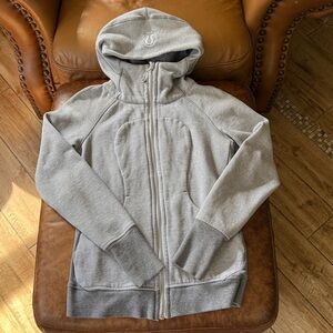Lululemon Scuba Hoodie III Sz 6 Wee Stripe White Heathered Medium Grey 703